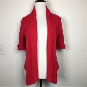 Cashmere. White + Warren reddish orange cardigan